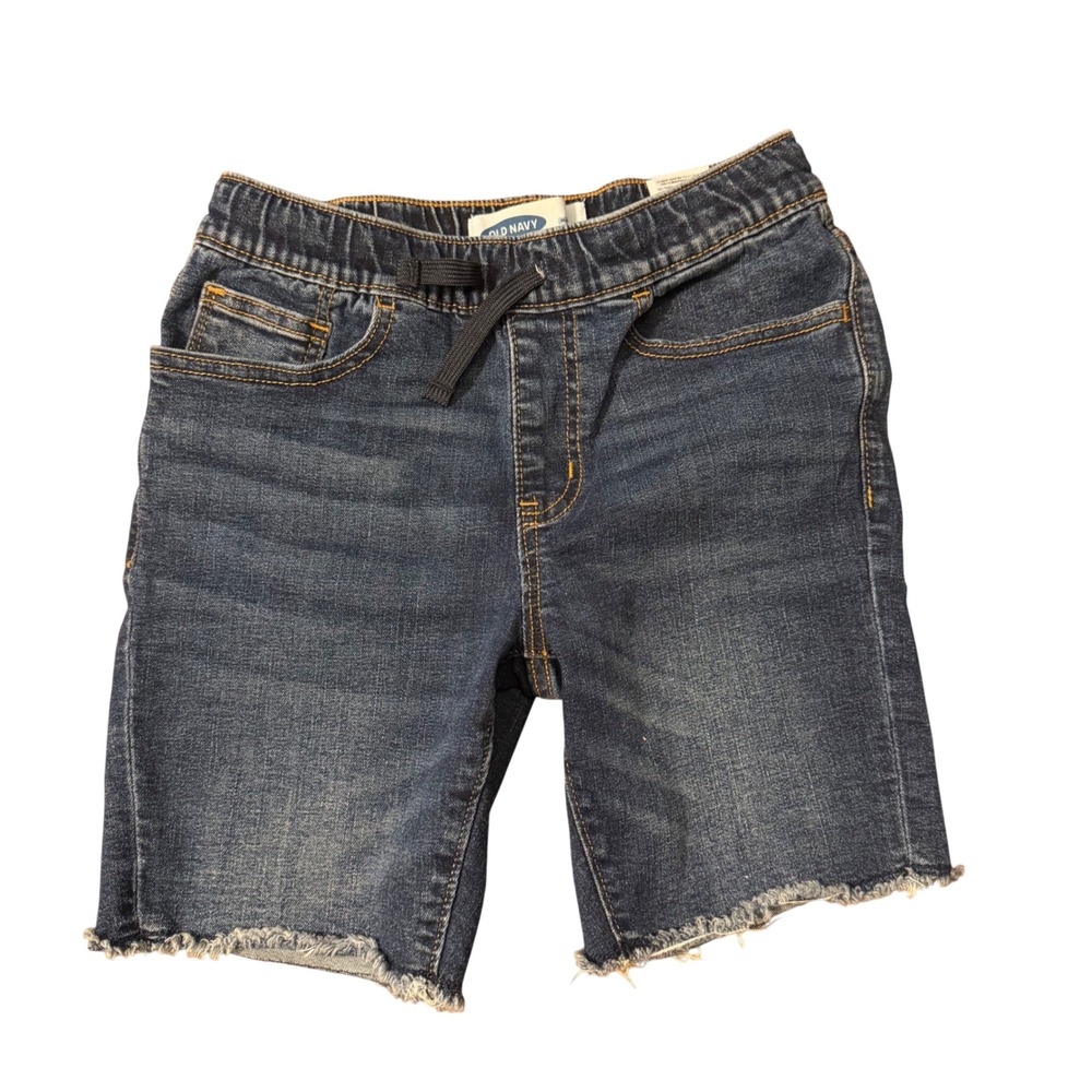 Old Navy Boys Cutoff Denim Shorts Dark Wash Blue Pull On Size M 8